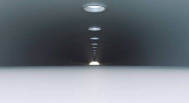 Tünelin sonunda ışık. 3D çizim