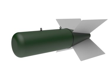 Beyaz arka plan üzerinde hava bomba. 3D çizim