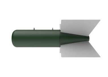 Beyaz arka plan üzerinde hava bomba. 3D çizim