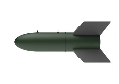Beyaz arka plan üzerinde hava bomba. 3D çizim