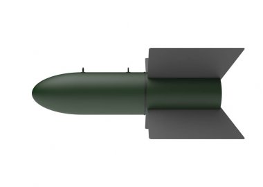 Beyaz arka plan üzerinde hava bomba. 3D çizim