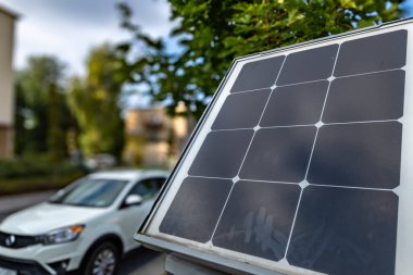 Parking meter for collecting parking fees in the city center, Zone A, Zone B, solar-powered parking meter in Czestochow