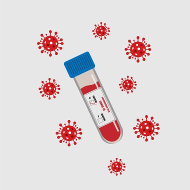 Covid-19 Coronavirus. COVID-19 için kan testi pozitif ve negatif sonuç verdi. Vektör illüstrasyonu.