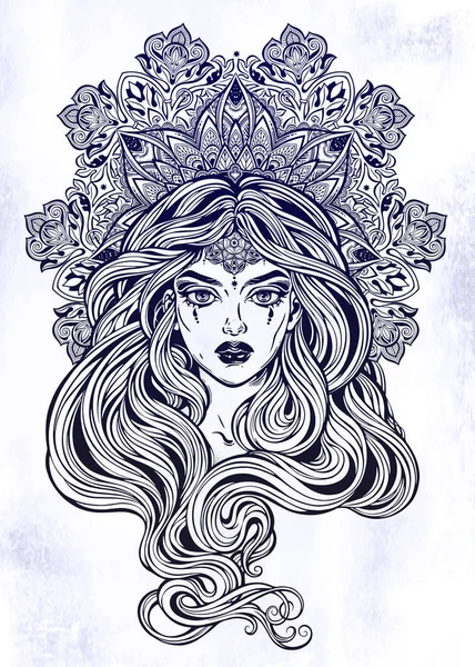 Download Girl with beautiful long hair in art nouveau style with ...