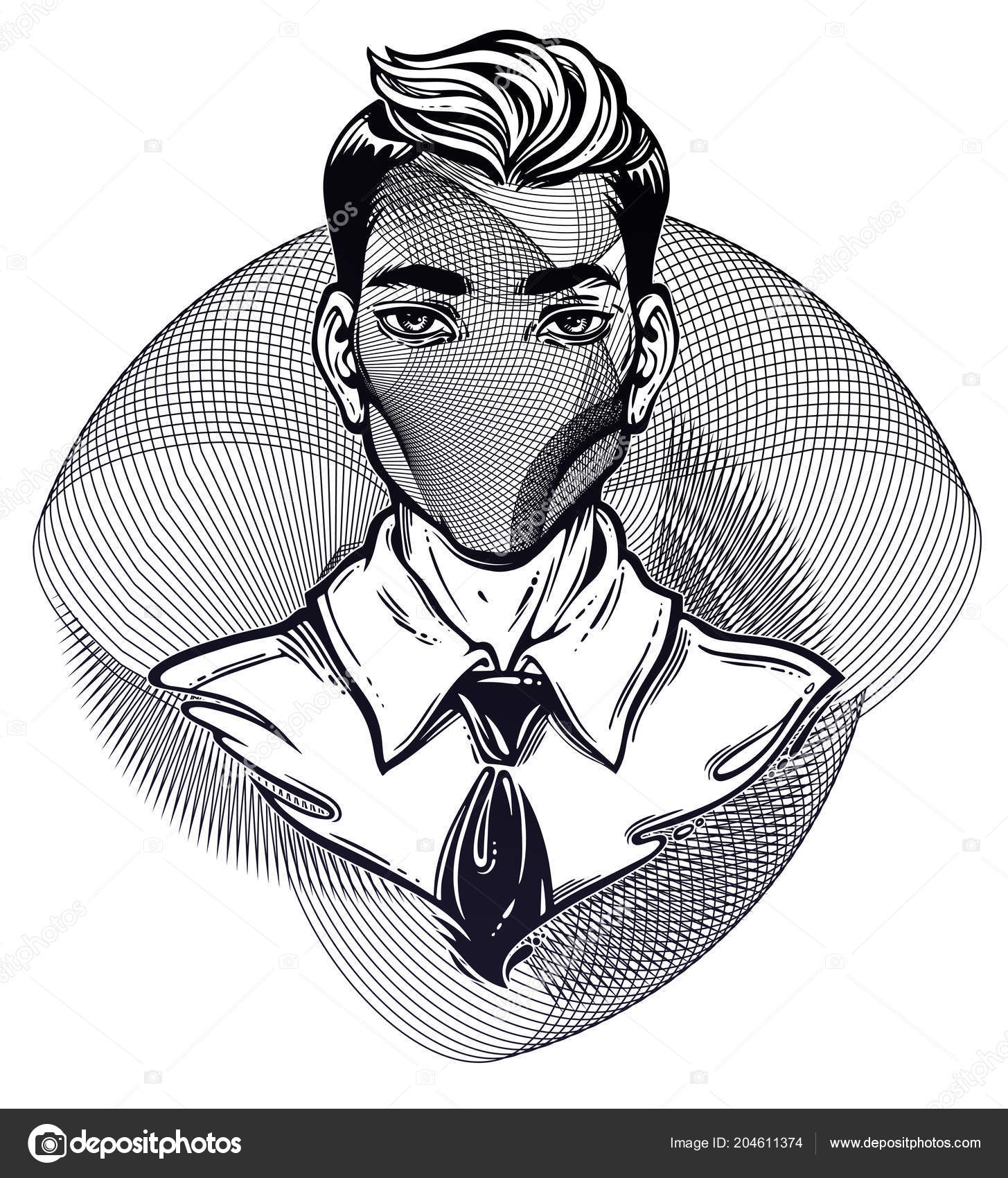 portrait of a weird man with anonymous face noir retro style with
