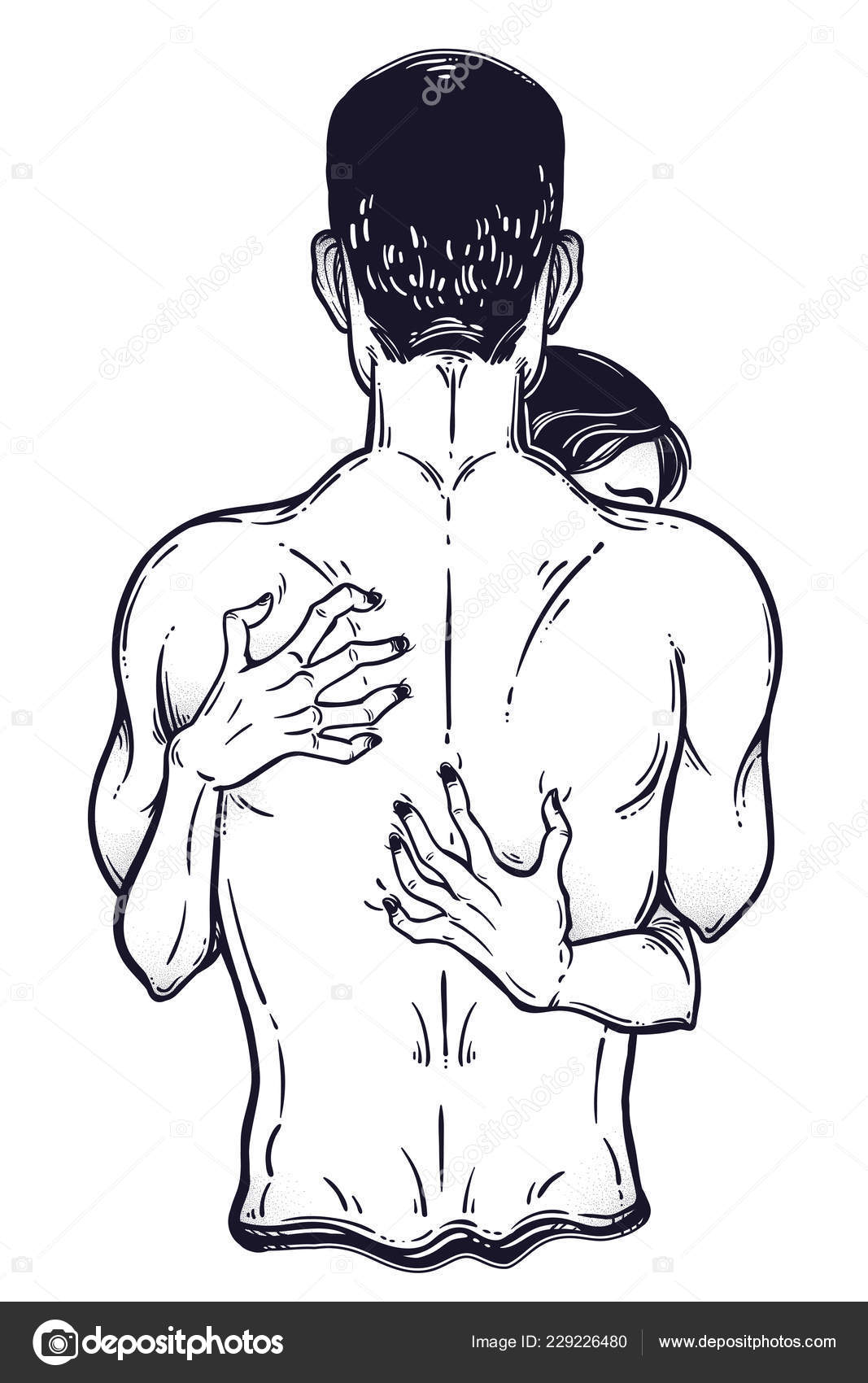 Woman Hugs A Man Partners Or Lover Hugging Romantic Love