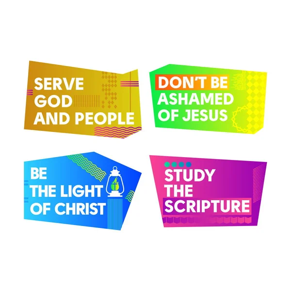 Una Serie Striscioni Cristiani Colorati Luminosi Chiesa Ministero Conferenza Campo — Vettoriale Stock
