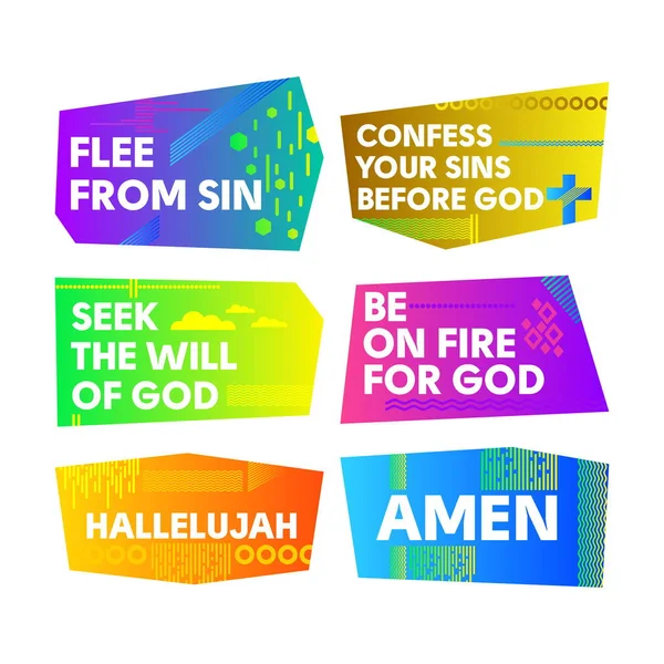 Conjunto Banderas Cristianas Colores Brillantes Para Iglesia Ministerio Conferencia Campamento — Vector de stock