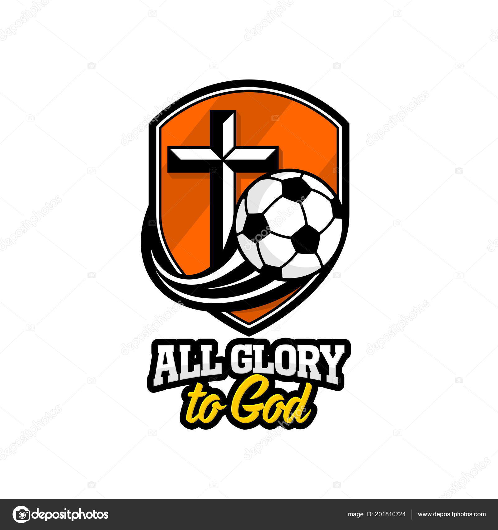 Logo Atlético Cristiano Escudo Dorado Una Cruz Jesús Una Pelota Vector de  stock #201810724 de ©biblebox, image size:1600x1700