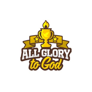 Hıristiyan spor logosu. Kupası ve kutsal ruh. Tanrı'ya tüm zafer
