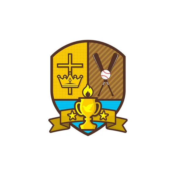 Christelijke Sport Logo Schild Goblet Kruis Van Jezus Kroon Een — Stockvector