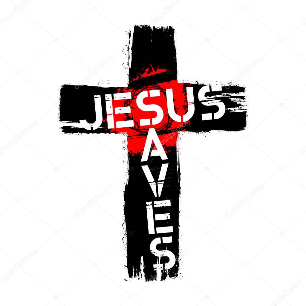 Bible lettering. Christian illustration. Jesus saves.