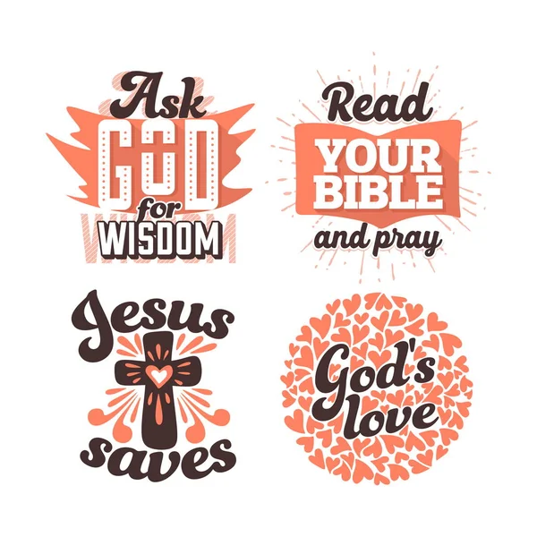 Tipografía Letras Cristianas Ilustraciones Frases Bíblicas — Vector de stock