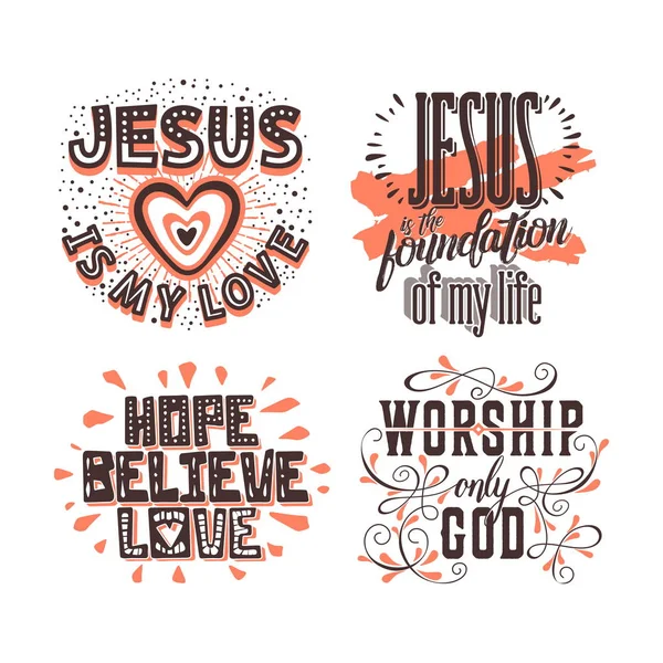 Tipografía Letras Cristianas Ilustraciones Frases Bíblicas — Vector de stock