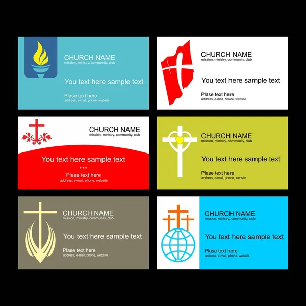 Conjunto Tarjetas Visita Iglesia Ministerio Misión Club Campamento Utilizando Logotipo — Vector de stock