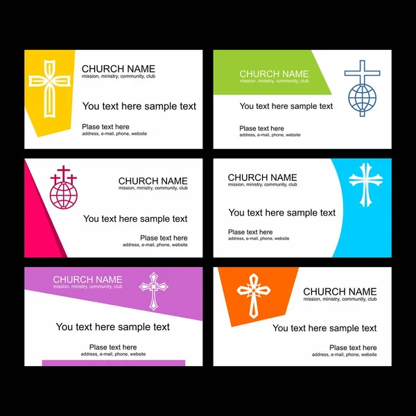 Eine Reihe Von Visitenkarten Der Kirche Eines Dienstes Oder Einer — Stockvektor
