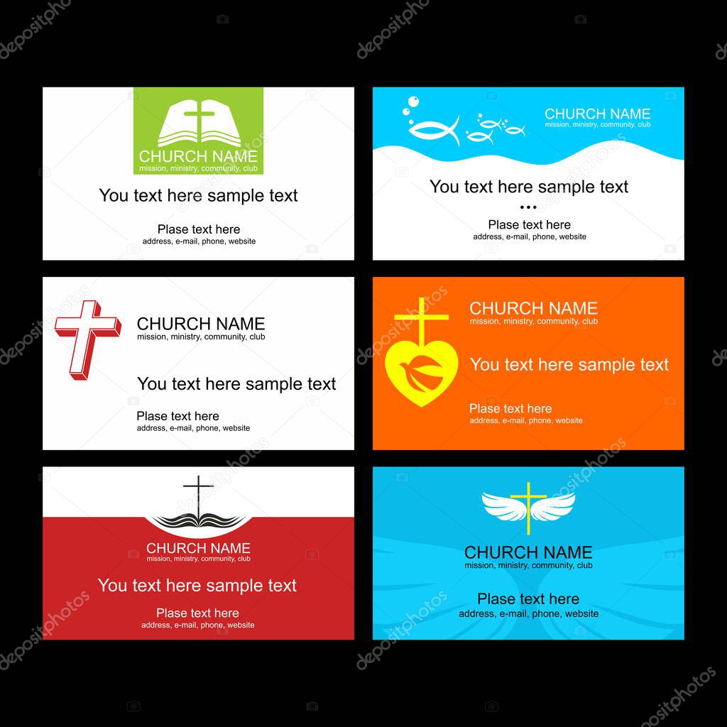 A set of business cards of the church, a ministry or mission, a club or camp, using a creative logo.