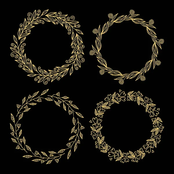 Ilustração Vetorial Desenhada Mão Laurels Wreaths Elementos Design Para Convites — Vetor de Stock