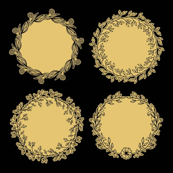 Handgezeichnete Vektorillustration Lorbeeren Und Kränze Gestaltungselemente Für Einladungen Grußkarten Zitate — Stockvektor