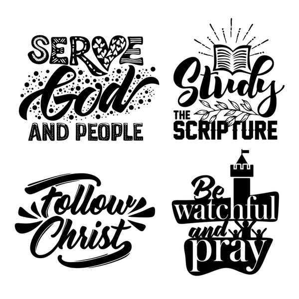 Christian Typography Lettering Illustration Phrases Biblical Motivation — Stock Vector