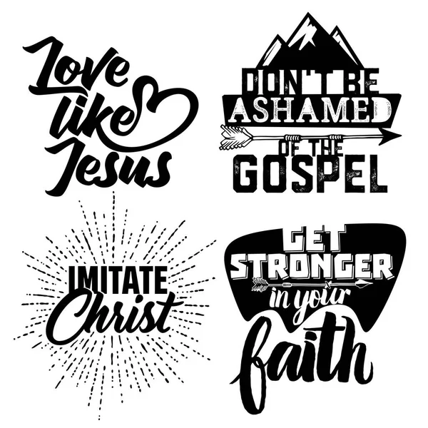 Christian Typography Lettering Illustration Phrases Biblical Motivation — Stock Vector