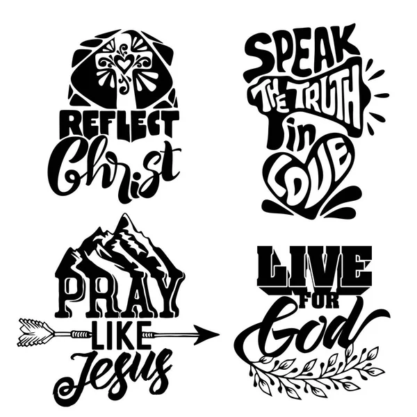 Tipografia Cristiana Lettering Illustrazione Delle Frasi Motivazione Biblica — Vettoriale Stock