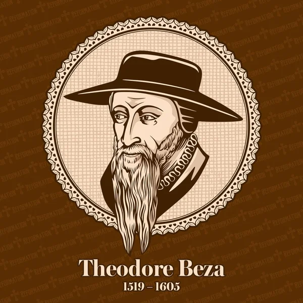 Theodore Beza 1519 1605 프랑스 개신교 신학자 학자는 개혁에 역할을 — 스톡 벡터