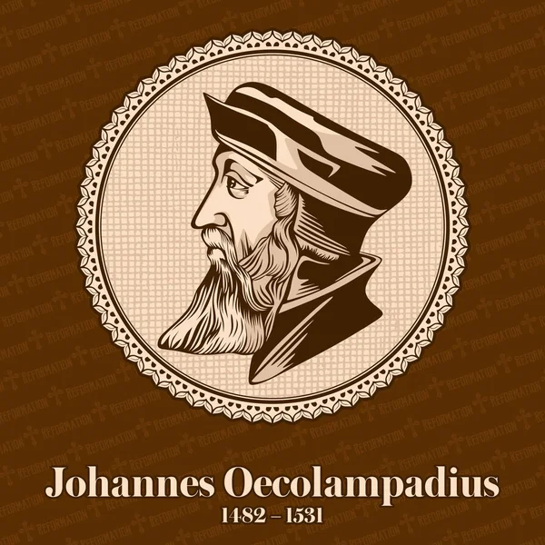ヨハネス Oecolampadius 1482 1531 宮中から改革派の伝統でドイツのプロテスタントの改革者だった 1526 年のバーデン論争でプロテスタントの派閥のリーダーだった プロテスタントの創設者の 人だった — ストックベクタ
