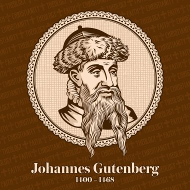 Johannes Gutenberg (1400-1468) was a German printer and publisher who introduced printing to Europe with the printing press. It played a key role in the development of the Reformation. clipart