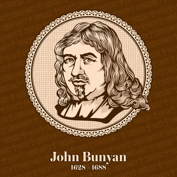 John Bunyan 1628 1688 Était Écrivain Anglais Prédicateur Puritain — Image vectorielle