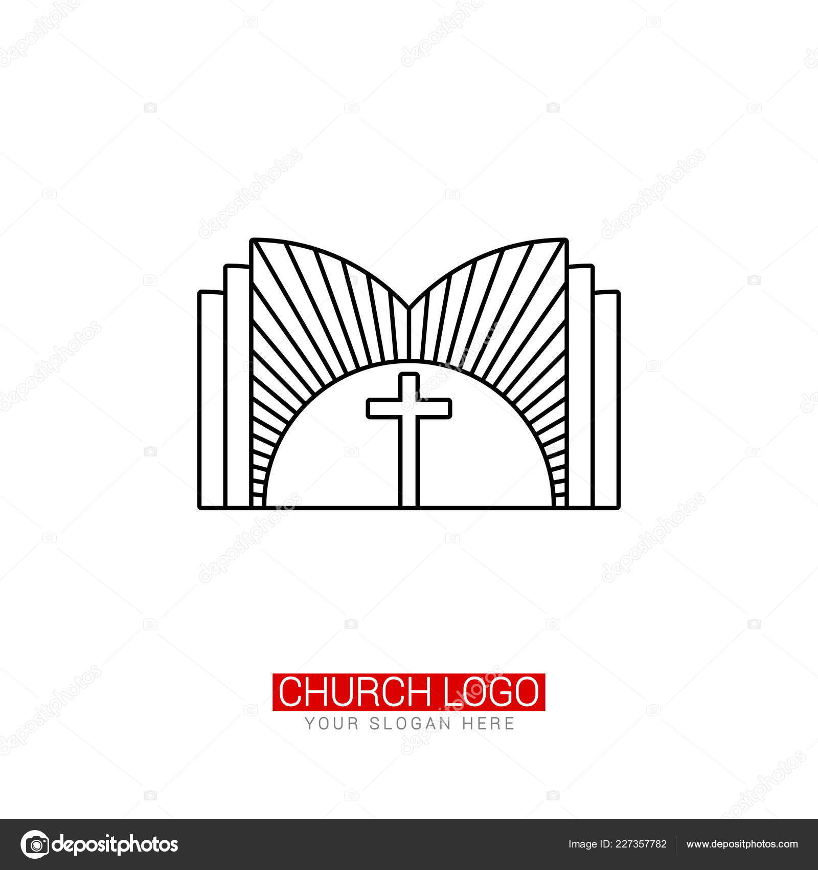 Church Logo Christian Symbols Cross Jesus Background Open Bible