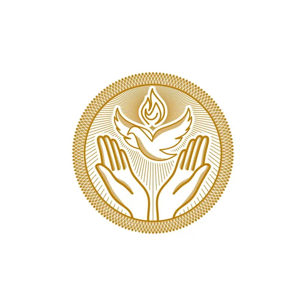 Kirchenlogo Christliche Symbole Die Symbole Des Heiligen Geistes Sind Die — Stockvektor