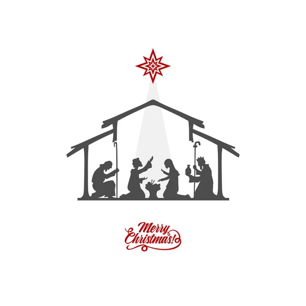 Ilustração Bíblica História Natal Maria José Com Menino Jesus Cena —  Vetores de Stock