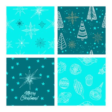 Güzel sorunsuz Noel ve kış modelleri, el ile çizilmiş. Birçok festival öğeleri ve desenler. Vektör grafikleri ve illüstrasyon.