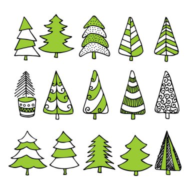 Çizilmiş Noel ağaçları kış ve tatil resimler için.