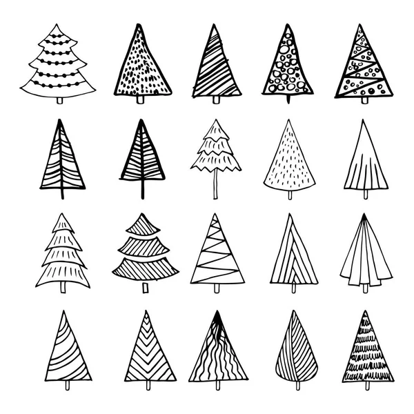 Handritade Julgranar För Vintern Och Holiday Illustrationer — Stock vektor