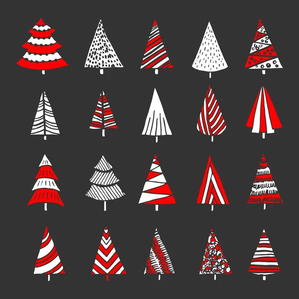 Árboles Navidad Dibujados Mano Para Ilustraciones Invierno Vacaciones — Vector de stock