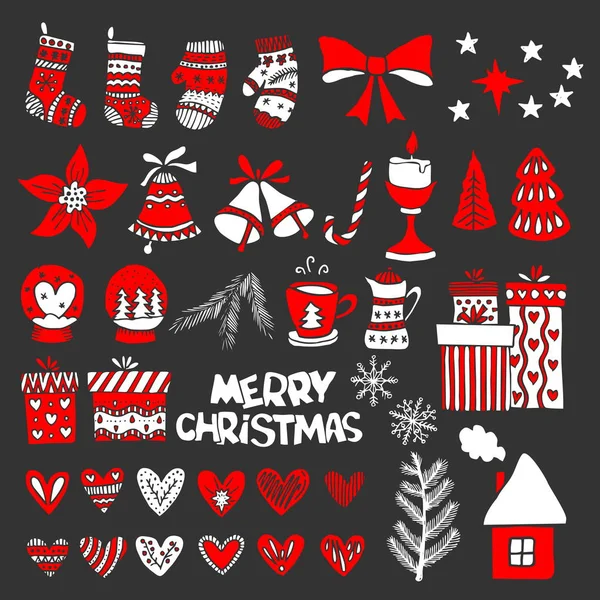 Cadeaux Boîtes Noël Dessinés Main Pour Les Illustrations Hiver Vacances — Image vectorielle