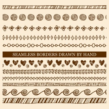 Vektör set el mürekkeple yapılmış sorunsuz sınırları çizilmiş. FreeHand dokular kumaş, basımcılık, web tasarımı için.