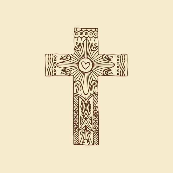 Kreuz Des Herrn Und Retters Jesus Christus Handgezeichnet Doodle Und — Stockvektor