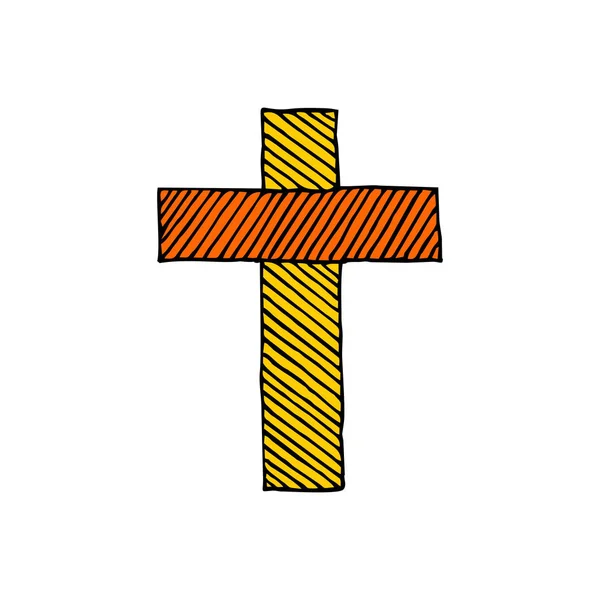 Cruz Del Señor Salvador Jesucristo Dibujada Mano Símbolos Cristianos Bíblicos — Vector de stock