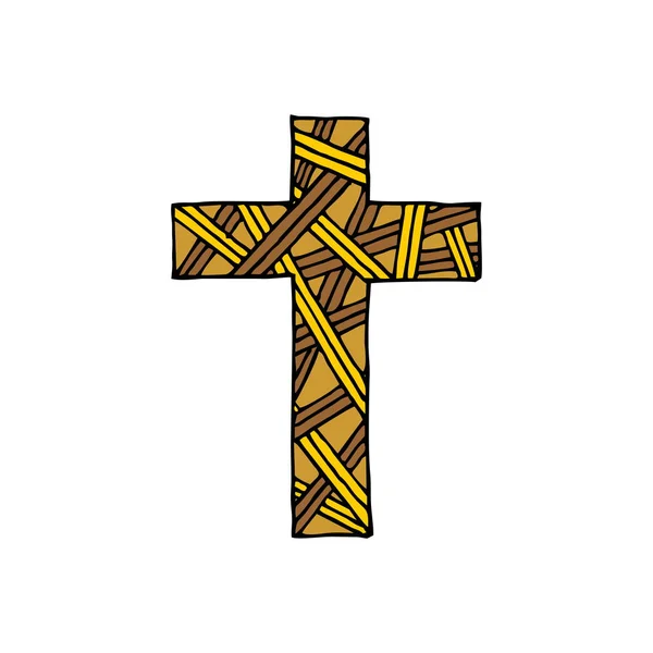 Крест Господа Спасителя Иисуса Христа Переплетениями Нарисованными Вручную Символы Христианства — стоковый вектор