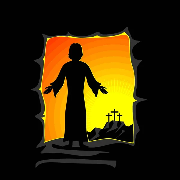 Illustration Pâques Jésus Christ Est Ressuscité — Image vectorielle