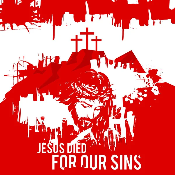 Boldog Húsvéti Illusztráció Jézus Meghalt Bűneinkért — Stock Fotó