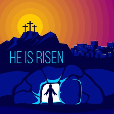 Easter illüstrasyon. İsa Mesih risen.