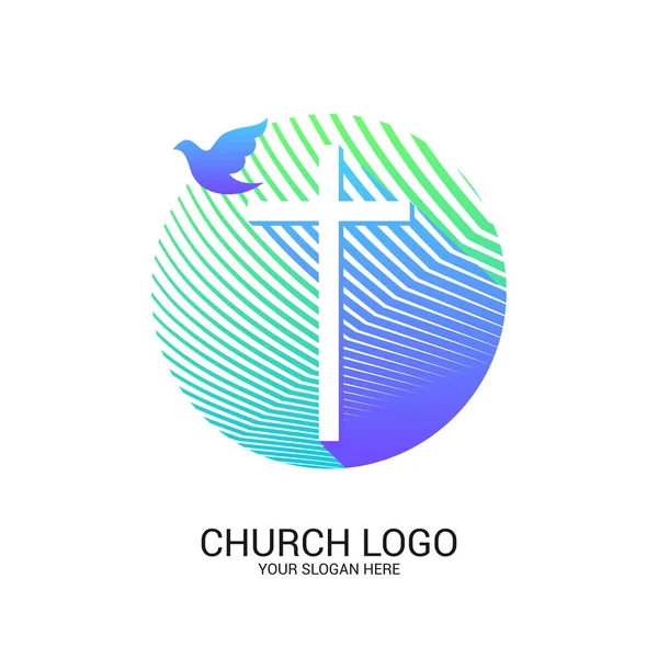 Logo Della Chiesa Simboli Cristiani Croce Del Salvatore Gesù Cristo — Vettoriale Stock