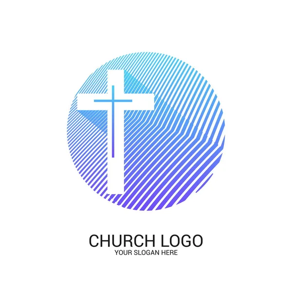 Logotipo Igreja Símbolos Cristãos Cruz Salvador Jesus Cristo Símbolos Abstratos — Vetor de Stock