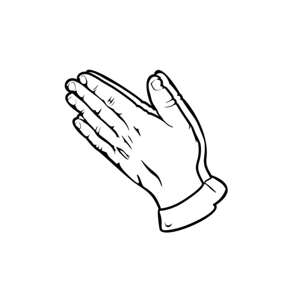 Силуэт Молитвенных Рук Человек Молится Обращается Богу — стоковый вектор