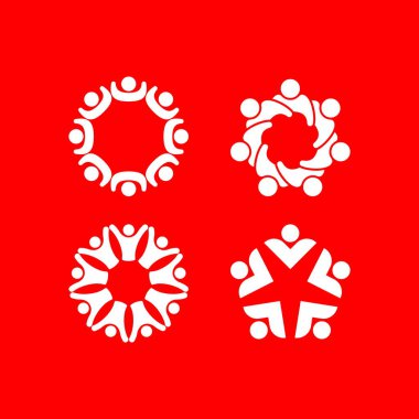 Birlik, toplum, yardım ve desteği betimleyen logolar seti.