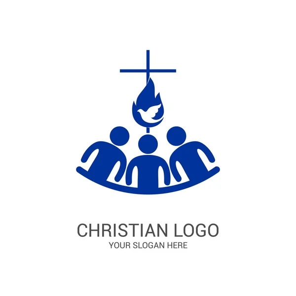 Logo Kościoła Symbole Biblijne Jedność Wiernych Jezusie Chrystusie Kult Boży — Wektor stockowy
